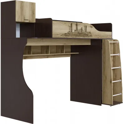 Кровать-чердак Орион, Венге/Дуб делано