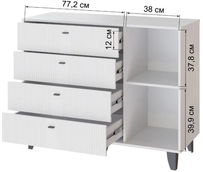 Комод Катрин-13 белый/белый снег