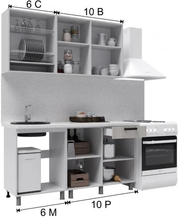 Кухонный гарнитур Версаль 1,6м, Арктик/Арктик