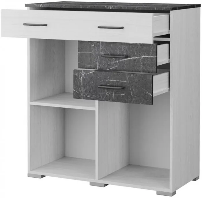 Комод "Теана" -  Анкор светлый/МДФ мрамор дарк