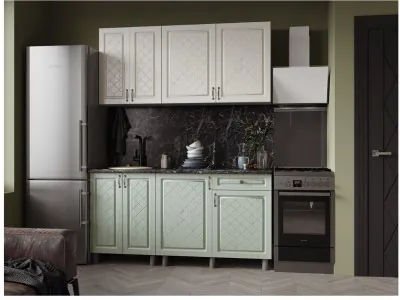 Кухонный гарнитур Версаль 1,6м, Айвори/Васаби