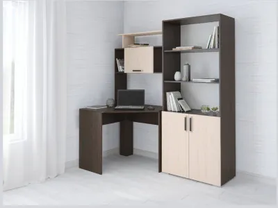 Компьютерный стол Квартет-12 +стеллаж венге/дуб молочный