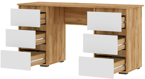 Хелен ПС 02 Письменный стол (1,420х0,730х0,500) белый/дуб крафт золото