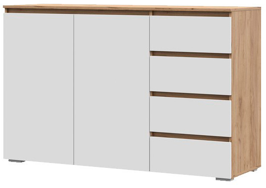 Хелен КМ 06 Комод 4 ящика (1502х958х460) белый/дуб крафт золото