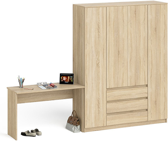 Мори письменный стол МСП1200.1 + Шкаф МШ1600.1, дуб сонома