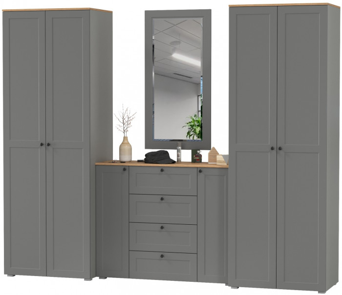 Остин Прихожая 26, серый графит/дуб крафт золотой