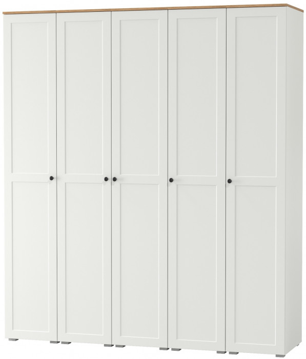 Остин 13.225 Шкаф-пенал 5 шт., цвет белый шагрень/дуб крафт золотой, ШхГхВ 200х54,3х229,6 см., универсальная сборка