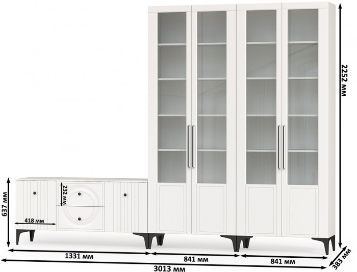 Валенсия Гостиная № 073, ЛДСП белый шагрень/МДФ белый шагрень