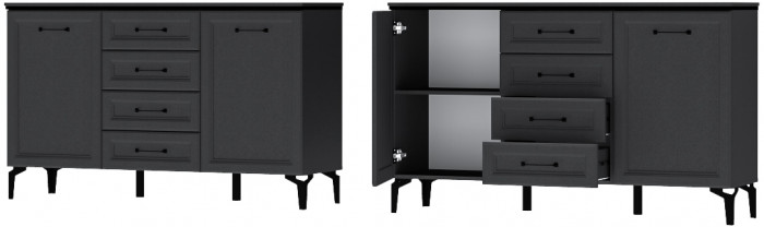 Шарм Комод К-3 Антрацит/Рамка