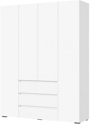 Хелен ШК 05 Шкаф 4х створчатый с ящиками (1600х2080х460) белый супермат, белый/белый