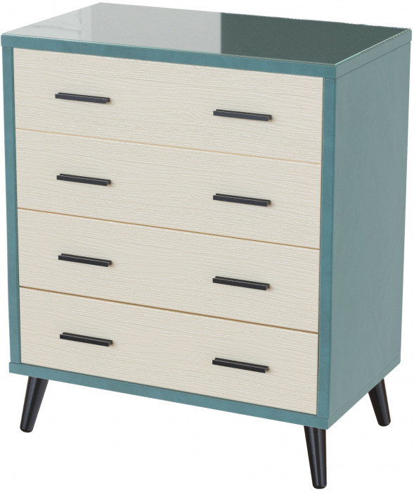 Комод интерьерный Ланс бирюза/мдф клен кремовый