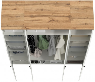 Остин Набор шкафов 02, цвет белый шагрень/дуб крафт золотой, ШхГхВ 160х54,3х229,6 см., универсальная сборка