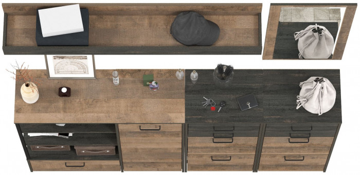 Трувор Прихожая 177, цвет дуб гранж песочный/интра, ШхГхВ 209х37х195 см., универсальная сборка