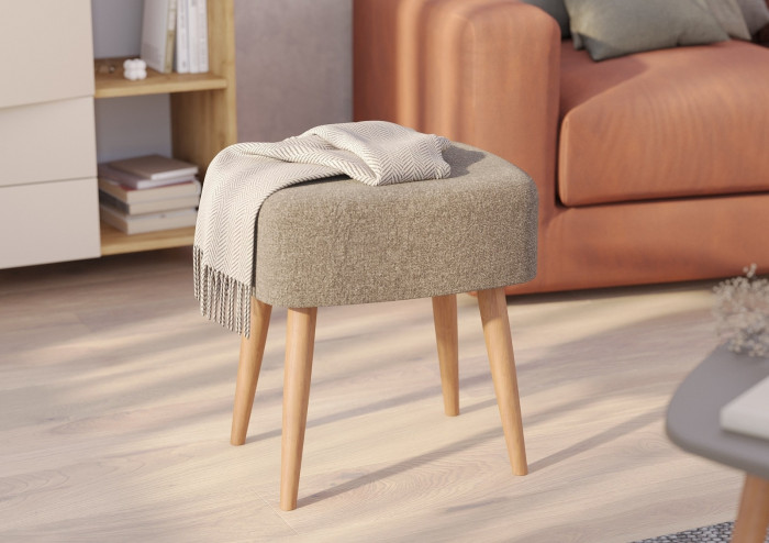 Банкетка 6-5135ТКШкор Полли, цвет ткань коричневая, ШхГхВ 44х34х45 см.(прямоугольная банкетка на четырёх ножках), цвет ножек: тик