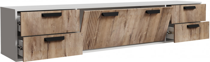 Тумба ТВ подвесная Парус-12, Белый/Белый снег