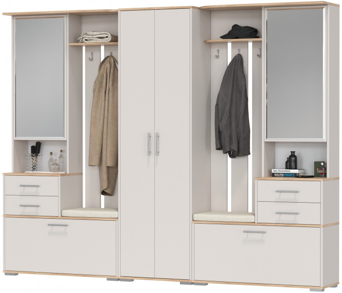 Прихожая Домино 3, дуб крафт золотой/кашемир серый