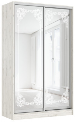 Шкаф-купе Тринити-4 (1,35 м), Дуб крафт белый