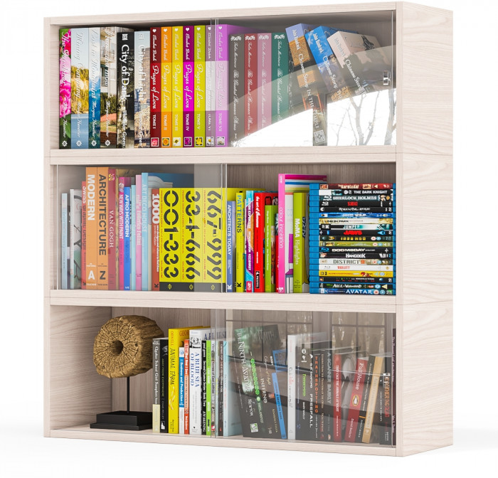 Три полки книжных С-МД-КН01, ясень шимо светлый