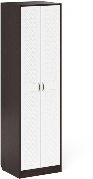 Прихожая П-6 Компоновка № 25, цвет венге/фасады МДФ белое дерево фрезеровка ромб, ШхГхВ 150х50х210 см., универсальная сборка