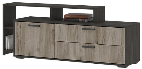 Эдинбург Тумба ТВ ТБ-02 (1,502х0,568х0,350) железный камень/дуб крафт серый