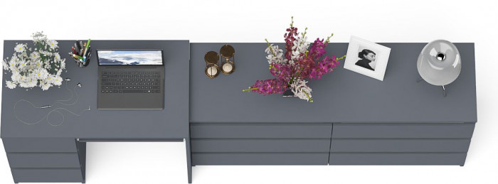Мори компьютерный стол МС-6 левый + Комод МК1380.6, графит