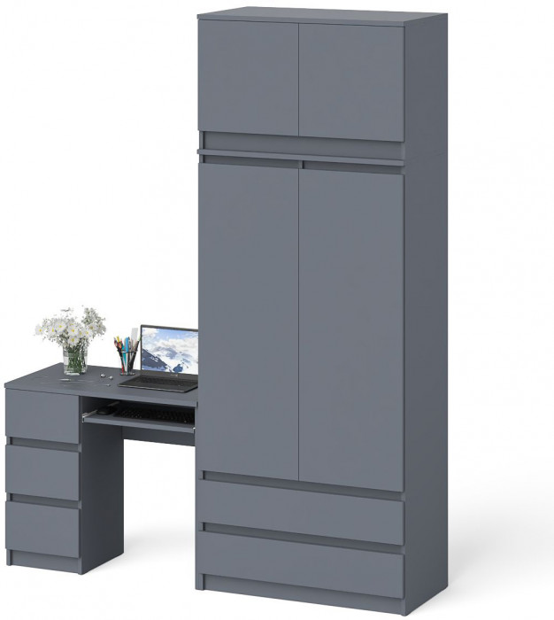 Мори компьютерный стол МС-6 левый + Шкаф МШ900.1 + Антресоль МА900.1, графит