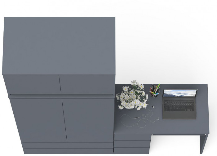 Мори компьютерный стол МС-6 левый + Шкаф МШ900.1 + Антресоль МА900.1, графит