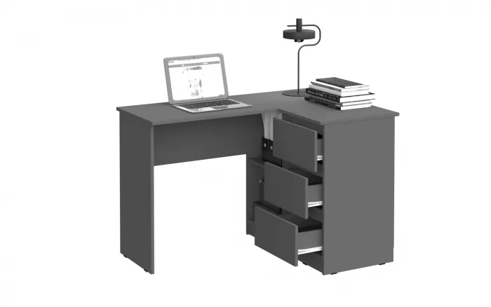 Челси Стол письменный угловой (Белый глянец, Дуб Сонома)