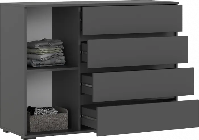 Норд Комод 1 дверь 4 ящика (1200), Графит