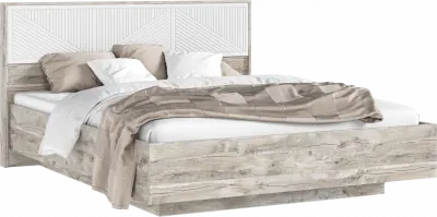 Сильвия Кровать парящая 1,6м (ортопед дерево) с подсветкой Браш Вайт/Дуб Юкон, Дуб Юкон