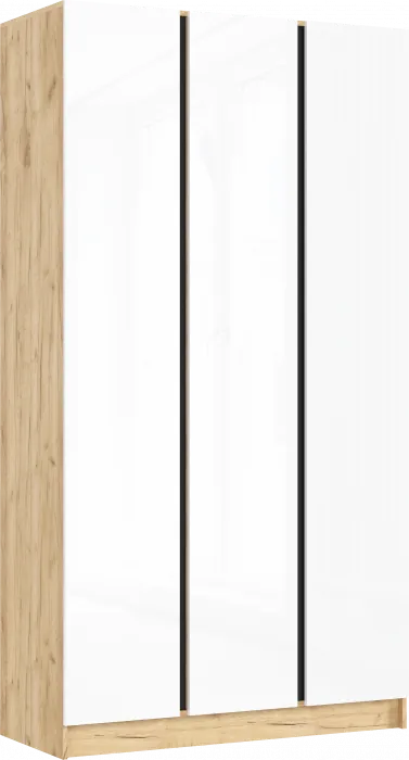 Келвин Шкаф 3-х створчатый (1200) (Белый Глянец, Дуб Крафт)
