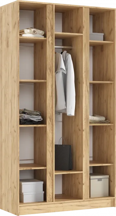Келвин Шкаф 3-х створчатый (1200) (Белый Глянец, Дуб Крафт)