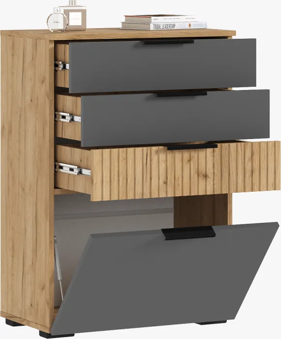 Комод 600 (Графит, Крафт золотой)