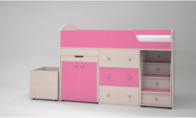 Кровать-чердак Малыш 70х160 (розовый)
