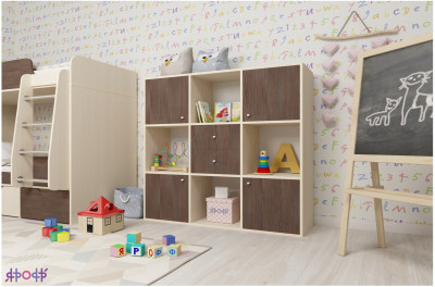 Стеллаж Джери (Дуб молочный/Ясень Анкор темный)