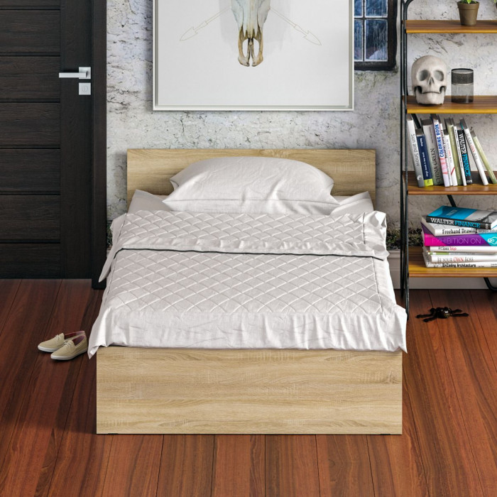 Стандарт Кровать 1200, цвет дуб сонома, ШхГхВ 123,5х203,5х70 см., сп.м. 1200х2000 мм., без матраса, основание есть