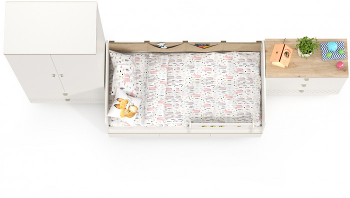 Эйп Детская № 6, цвет белый/дуб белый, сп. м. 800х1600 мм., б/м, основание есть, максимальная нагрузка 80 кг., рекомендуемая высота матраса 120 мм.