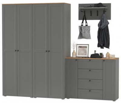 Остин Прихожая 27, серый графит/дуб крафт золотой