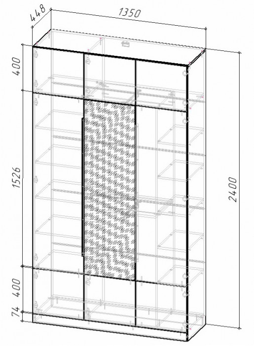 КАНТРИ Шкаф ШК-002 3-створчатый с зеркалом