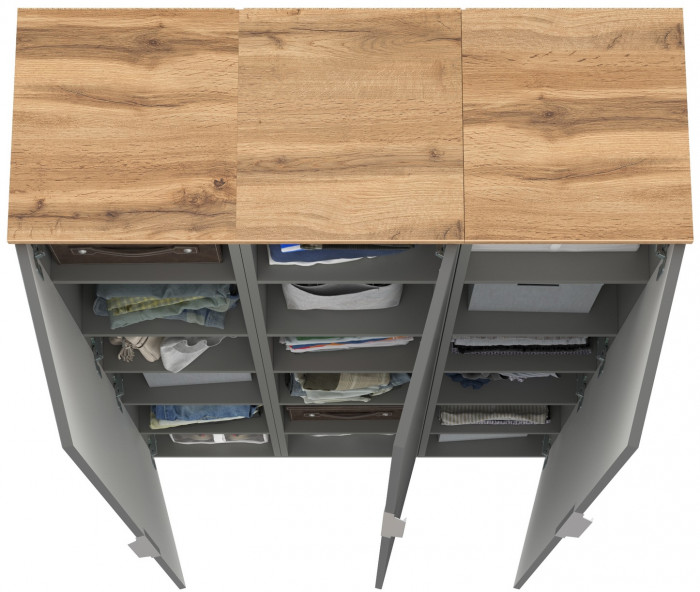 Октава 13.228 Шкаф-пенал + 13.228 Пенал + 13.228 Пенал, серый графит/дуб крафт золотой/фасады МДФ серый графит