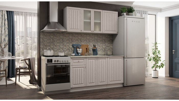 Кухня МДФ Хозяюшка 1500 (Фисташка, Белый)