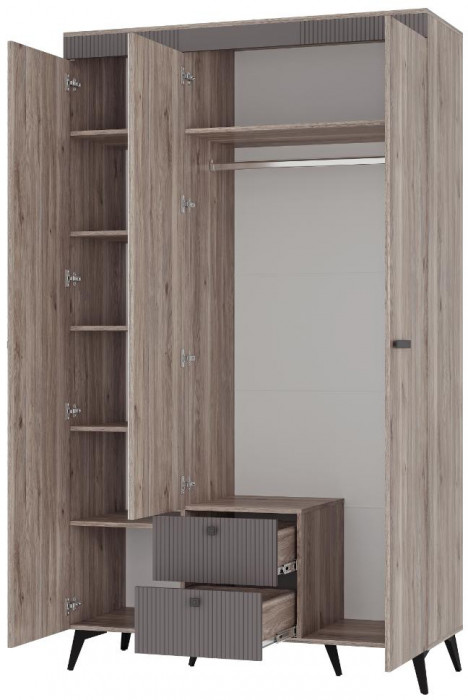 Шкаф 3-х створчатый "Кассандра" ШК-08 Дуб Смоки/MF14 Муссон софт