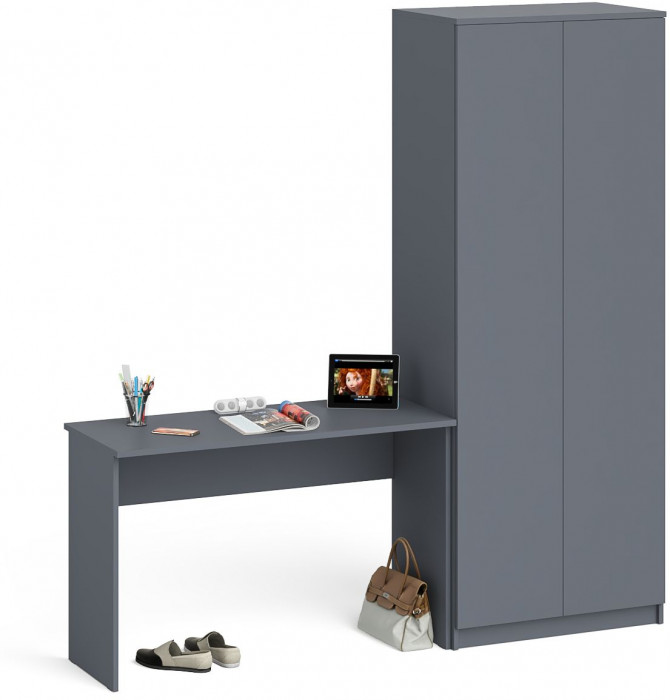Мори письменный стол МСП1200.1 + Шкаф МШ800.1, графит