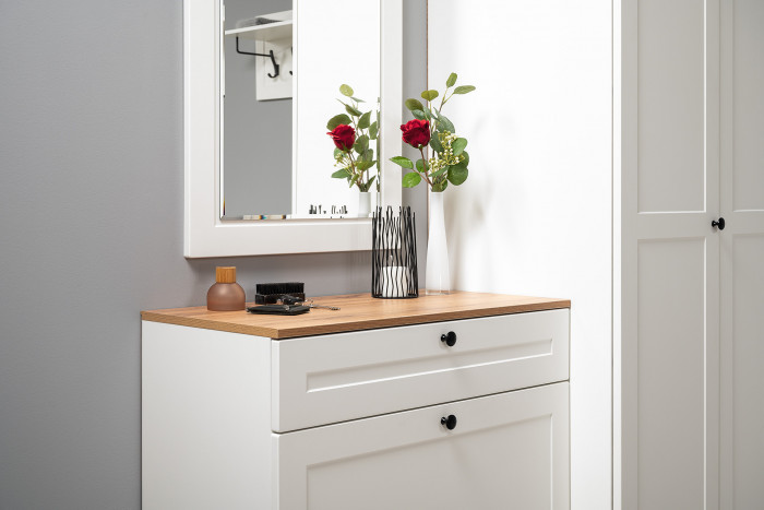 Остин Прихожая 28, белый шагрень/дуб крафт золотой