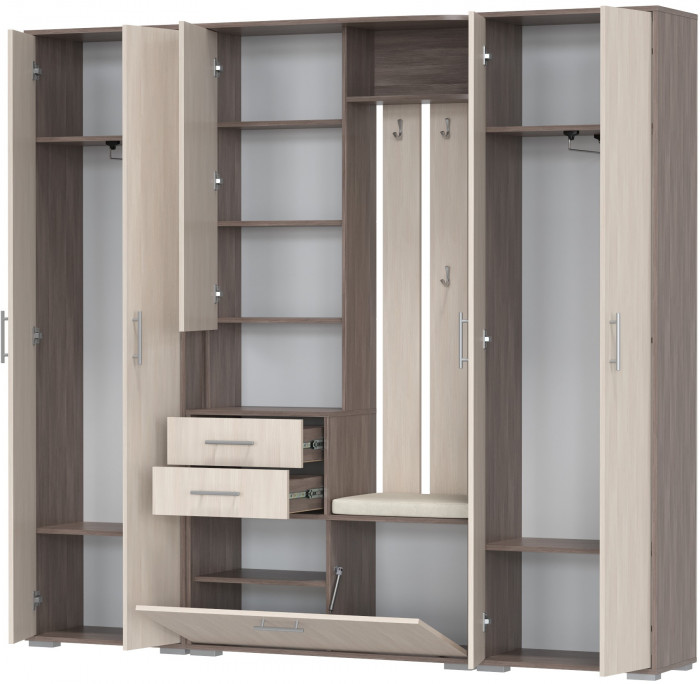 Прихожая Домино 4, бодега тёмный/бодега светлый