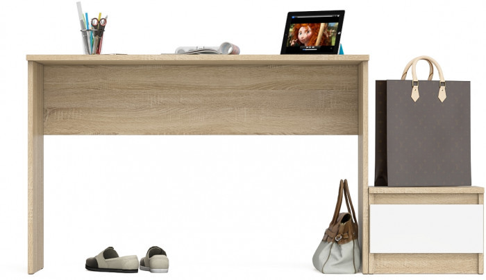 Мори Стол письменный МСП1200.1 + Тумба ТМП400.1, цвет дуб сонома/белый, ШхГхВ 160,8х50х76,6 см., универсальная сборка