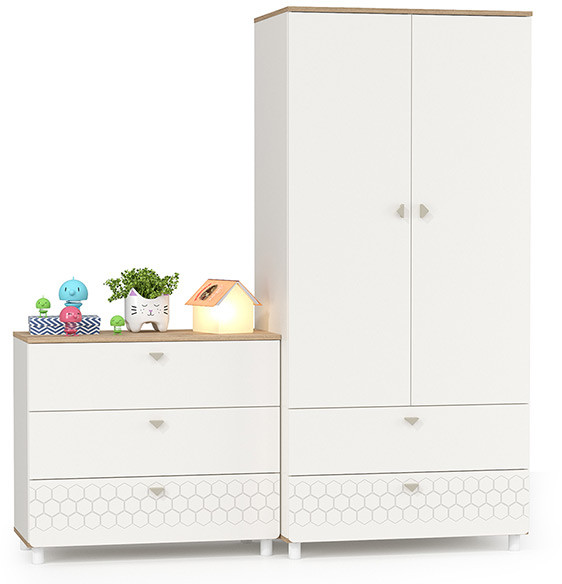 Эйп 13.334 Шкаф для одежды + 13.322 Комод, белый/дуб белый