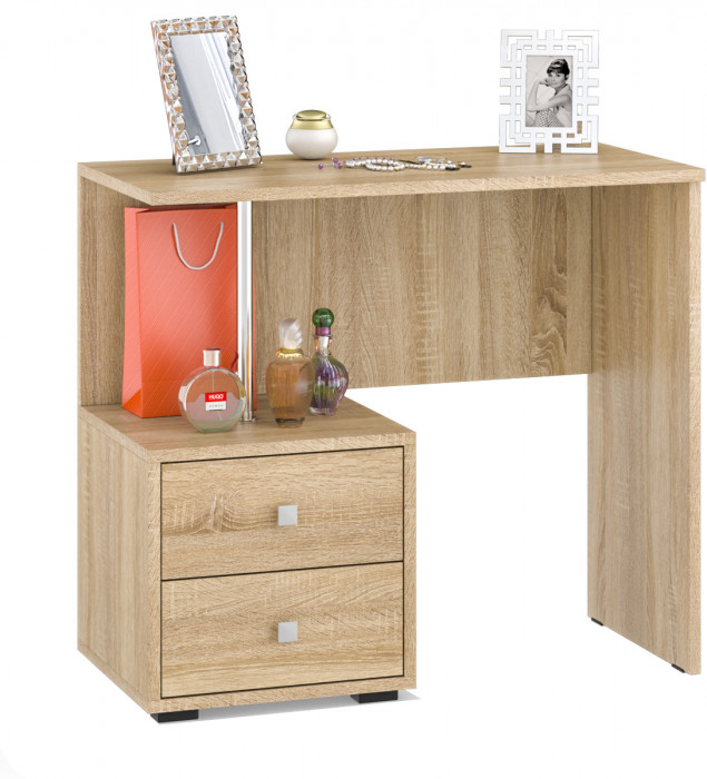 Камелия спальня № 7 Кровать 900 + Стол косметический + Зеркало + Комод, дуб сонома