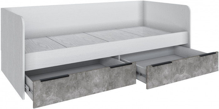 Кровать Мадрид (0,8) с 2-мя ящиками, Белый/Ателье светлое