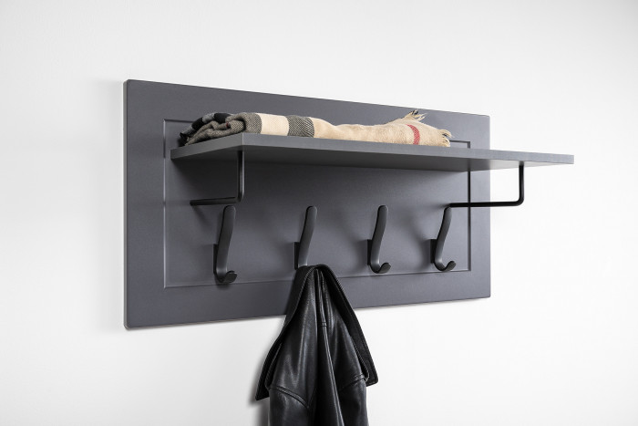 Остин 16.121 Тумба для обуви + 15.12 Вешалка, серый графит/дуб крафт золотой